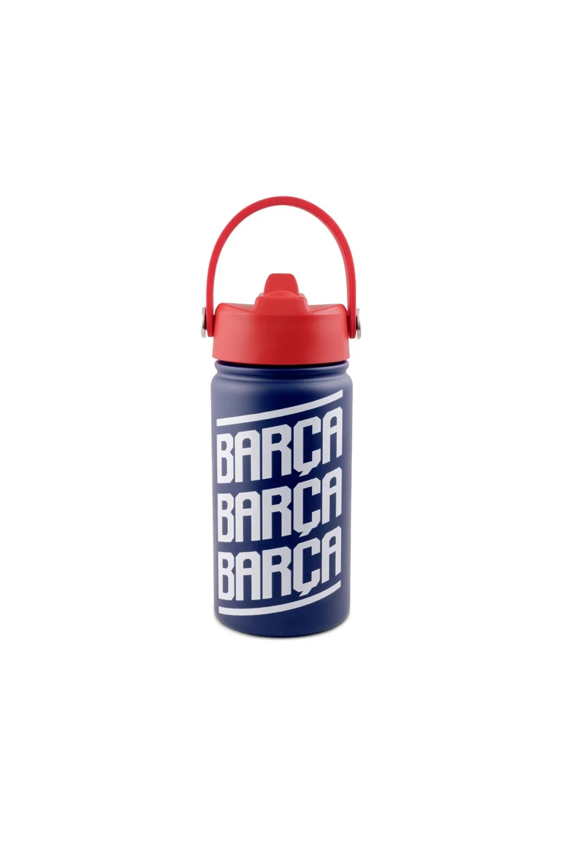 Bamboo Bark FC Barcelona Stainless Steel Insulated Water Bottle 400ml with Straw Lid, BARCA Football Leakproof School Bottle for Boys, Teens & Kids, Reusable Metal Sports Bottle for Gym, Travel & Outdoor Use (Blue & Red)