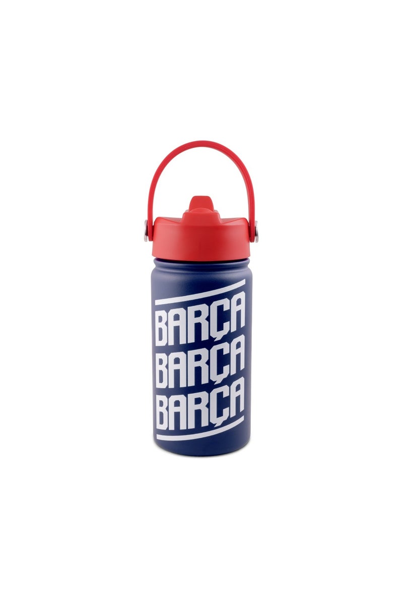 Bamboo Bark FC Barcelona Stainless Steel Insulated Water Bottle 400ml with Straw Lid, BARCA Football Leakproof School Bottle for Boys, Teens & Kids, Reusable Metal Sports Bottle for Gym, Travel & Outdoor Use (Blue & Red) - Image 1