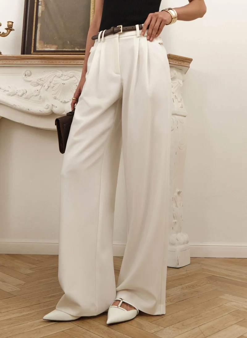 Lichi Loose suiting trousers with eco-leather belt