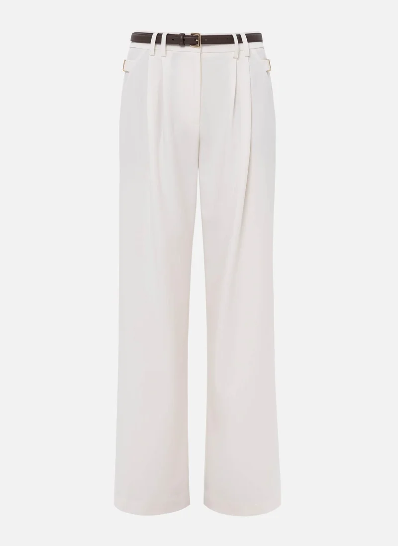 Lichi Loose suiting trousers with eco-leather belt