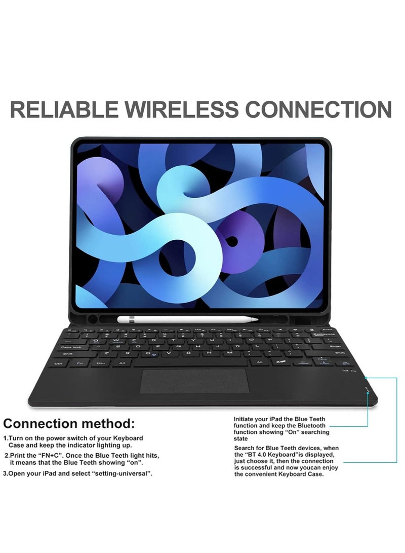 ELTRAZONE iPad Keyboard Case for iPad Air 4th Generation, Detachable Wireless Bluetooth Trackpad Keyboard, Smart Folio Cover with Pencil Holder, - Image 4