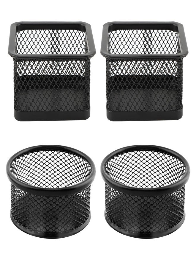 Kazheon 4pcs Paper Clip Holder Mesh Paperclip Holders for Desk Paper Clip Dispenser PaperClip Organizer Office(SIZE:Square/Round) - Image 3