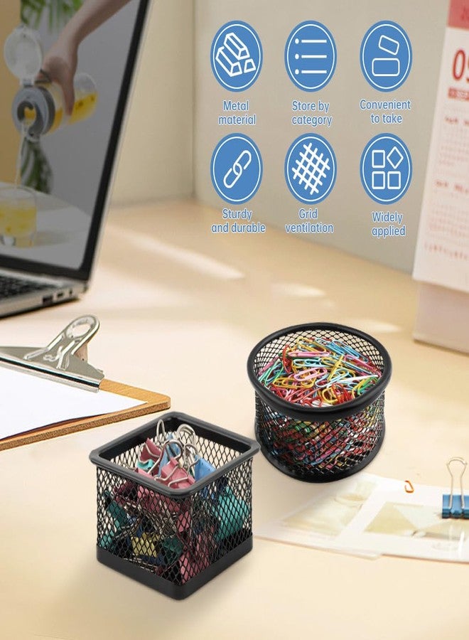 Kazheon 4pcs Paper Clip Holder Mesh Paperclip Holders for Desk Paper Clip Dispenser PaperClip Organizer Office(SIZE:Square/Round) - Image 4