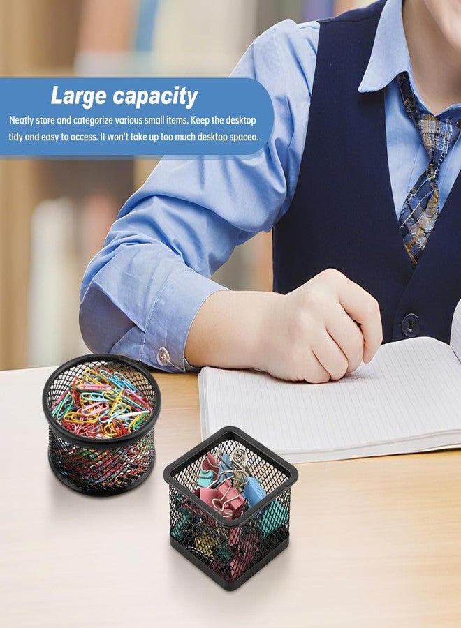 Kazheon 4pcs Paper Clip Holder Mesh Paperclip Holders for Desk Paper Clip Dispenser PaperClip Organizer Office(SIZE:Square/Round) - Image 5