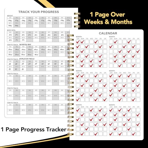 Thboxes Workout & Fitness Journal for Woman Man，8.5" x 6" Daily Exercise Log Notebook Personal Health Meal Planner for Weight Loss Gym Muscle Gain Workout Notepad Essentials Wellness Log, Black - Image 5