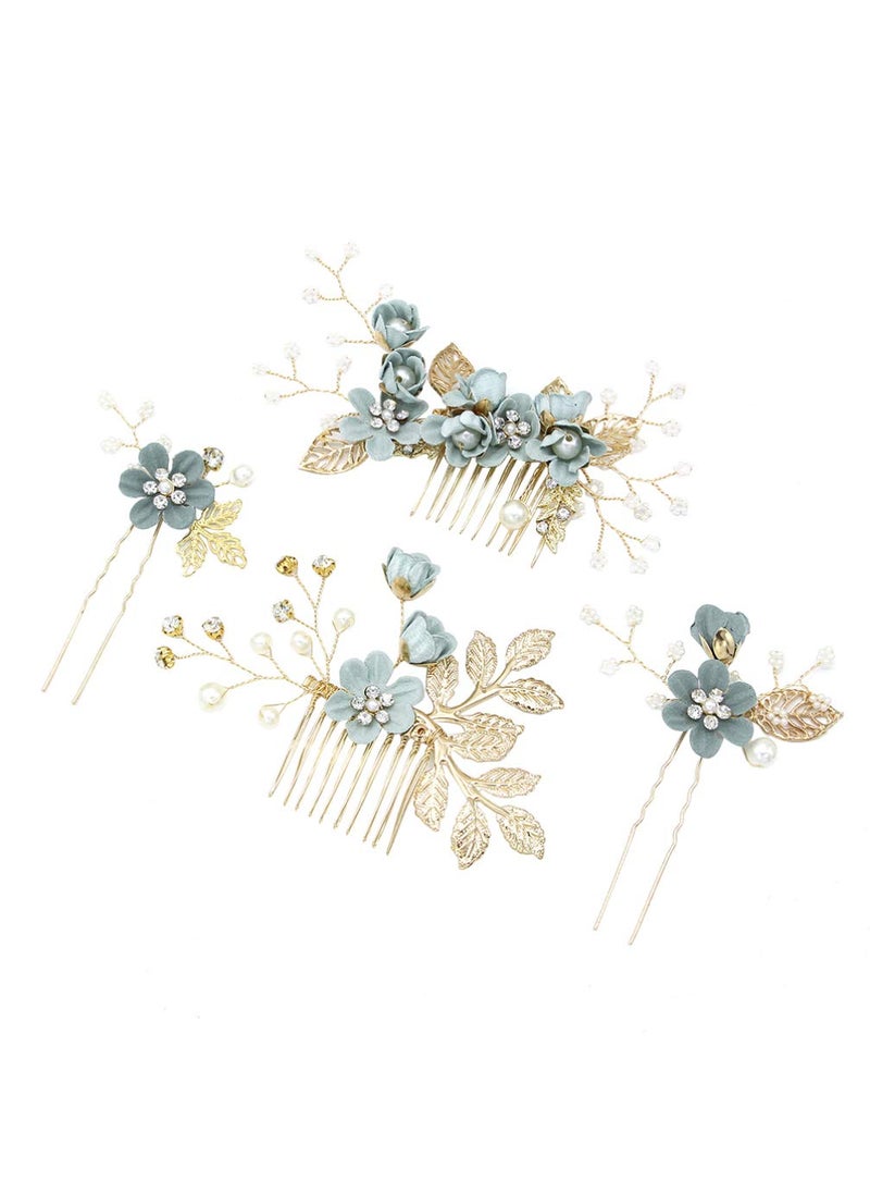 NUOBESTY NUOBESTY Wedding Hair Comb  4pcs Handmade Fashion Hair Comb Set with Rhinestone Bridal Headpiece Hair Accessories for Wedding Dress Green 