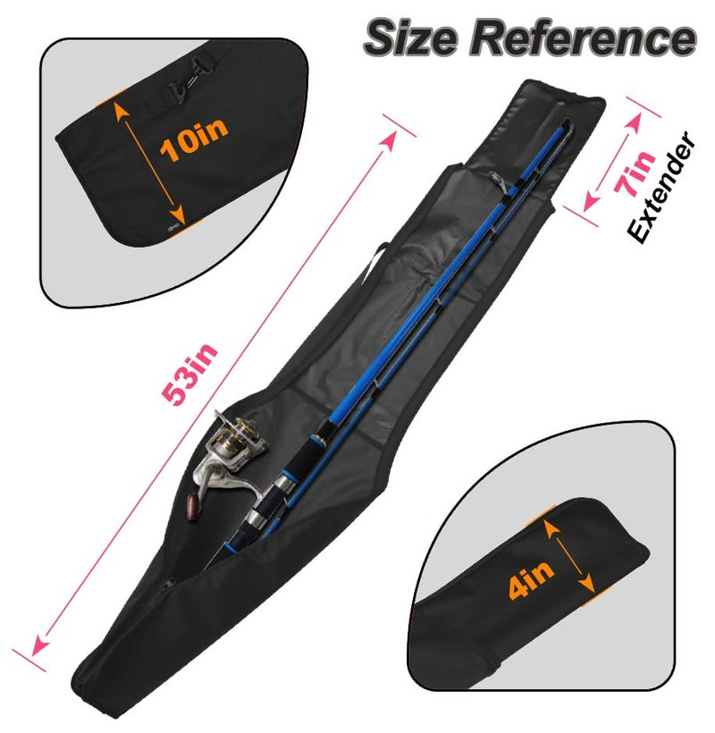 Cosmos Foldable Fishing Rod Bag Case Organizer Fishing Pole Storage Bag Portable Spinning Reel Protective Carrier Case Backpack 53 Length with 7 Hidden Extendable Cover - Image 3