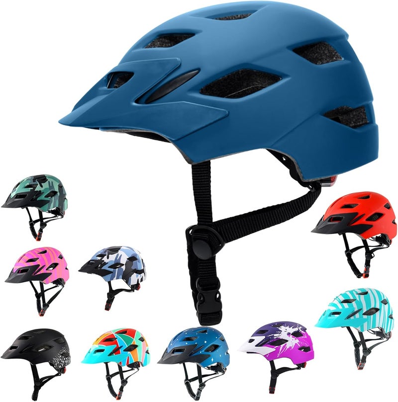 Bavilk Kids Bike Helmet, Kids Boys Girls Bike Helmets with LED Light Detachable Visor Children Youth Teen Multi-Sport for Skating Cycling Scooter Skateboard Adjustable & Lightweight 19.7"-22.4" - Image 1