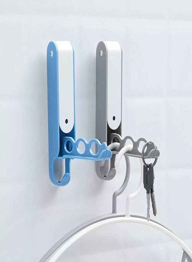 SpiderJuice 2 Pcs Self Adhesive Plastic Multipurpose Space Saving Housekeeping Folding Door Back Clothes Hanger Hook Rack for Bathroom Bedroom Bags Keychains (Hanger Not Included) (Random Colour) - Image 1