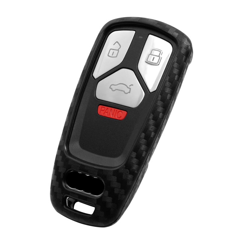 WORCAS Key Fob Case Carbon Fiber Pattern Silicone Cover Compatible with Audi A4 S4 RS4 A5 S5 RS5 A6 A7 A8 S8 Q2 Q5 Q7 SQ7 TT TTS TTRS R8 3 4 Universal Button Keyless Entry Remote - Image 1