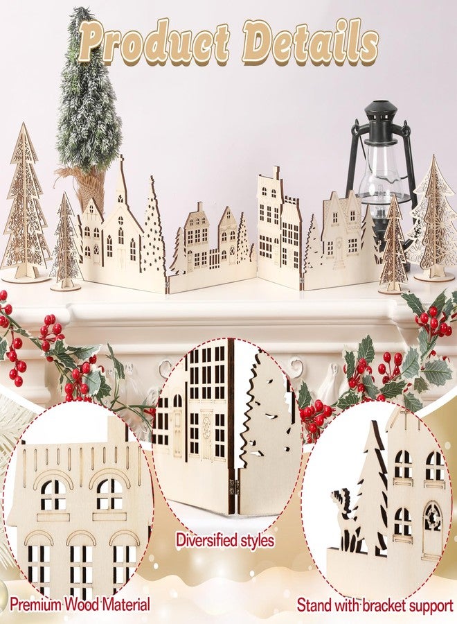 Colingmill 32 Inch Christmas Tabletop Decoration Wooden Christmas Themed Church Tree and House Signs Farmhouse Centerpiece for Home Kitchen Table Shelf Decor - Image 3