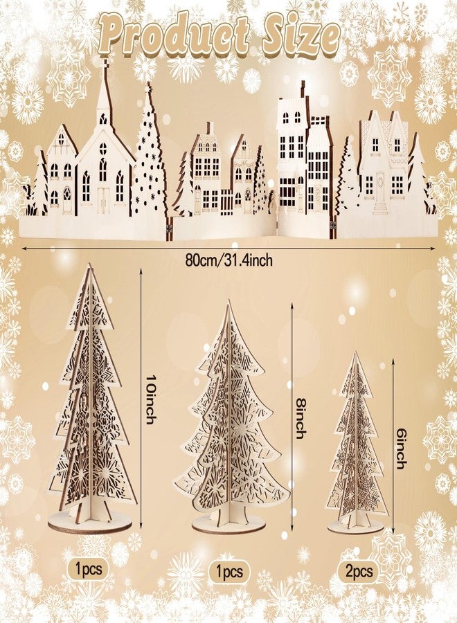 Colingmill 32 Inch Christmas Tabletop Decoration Wooden Christmas Themed Church Tree and House Signs Farmhouse Centerpiece for Home Kitchen Table Shelf Decor - Image 2