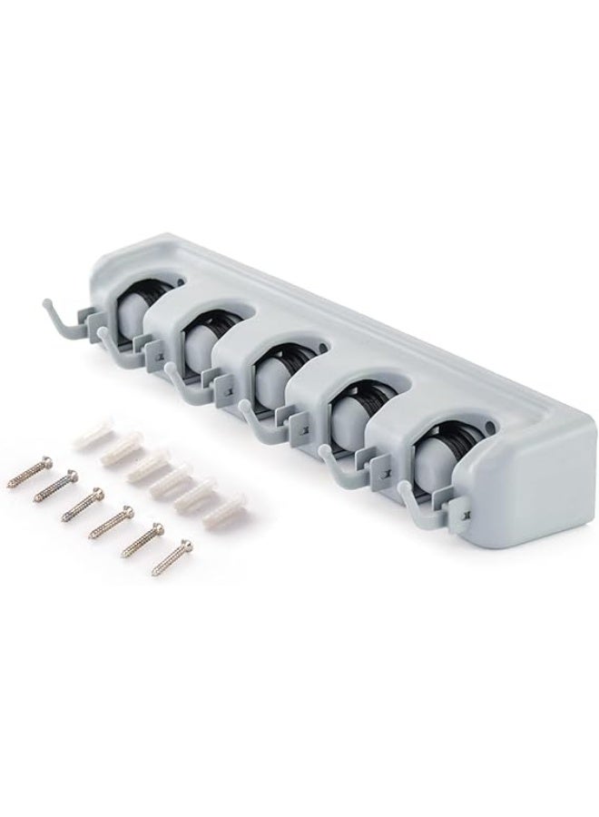 حامل مكنسة مع 5 أوضاع تثبيت و6 خطافات من فور هاوز، تخزين سهل التثبيت على الحائط لتنظيم المرآب أو الخزانة - Image 3