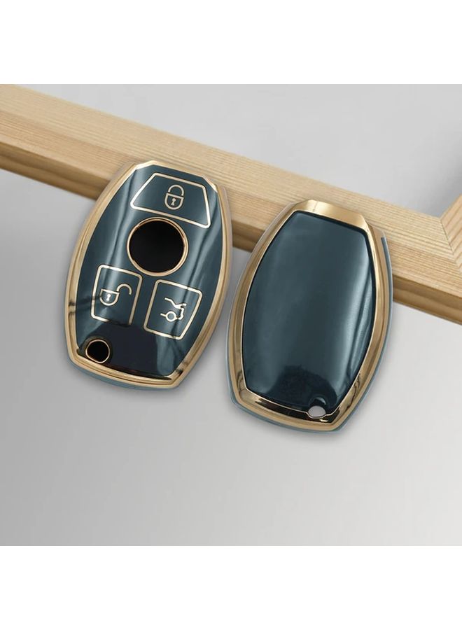 Black 3 Button TPU Car Key Shell Soft Flexible Protector Case Compatible With Mercedes Benz Remote Key Fob Replacement - Image 4