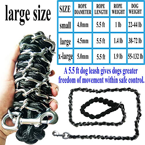AncBace Dog Leash Metal Leashes Chain Rope with Pet Collar Training Walking Leads Heavy Duty Anti Bite 360 Hook for Medium and Large Dogs (Large) - Image 3