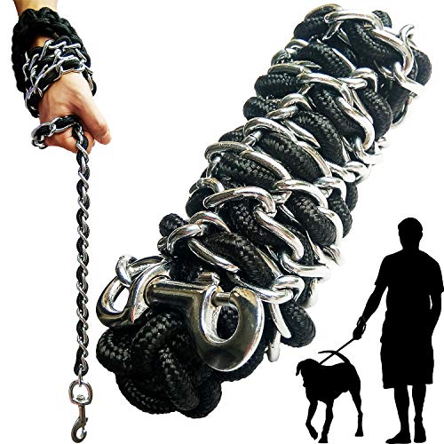 AncBace Dog Leash Metal Leashes Chain Rope with Pet Collar Training Walking Leads Heavy Duty Anti Bite 360 Hook for Medium and Large Dogs (Large) - Image 1