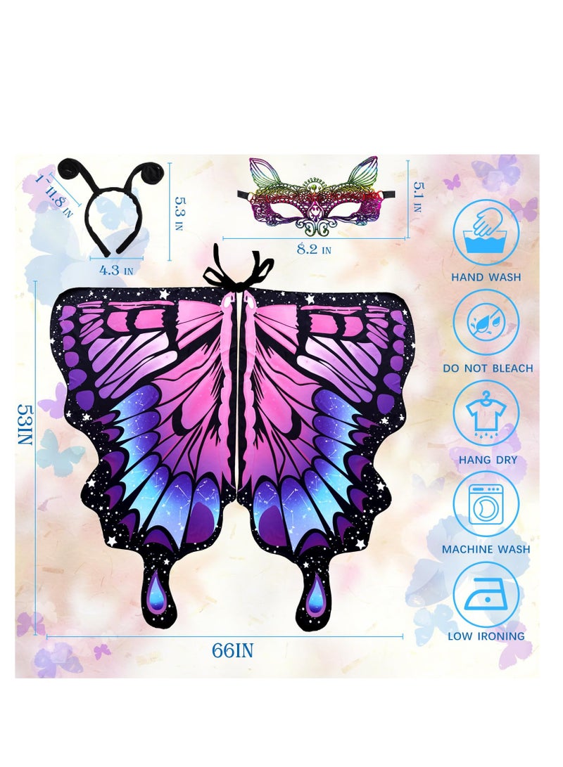 SYOSI أزياء البالغين لأجنحة الفراشات، عباءة أجنحة الجنيات، شال نسائي، ملحقات ملونة، نيمف، بيكسي، لتقمص الشخصيات - Image 4