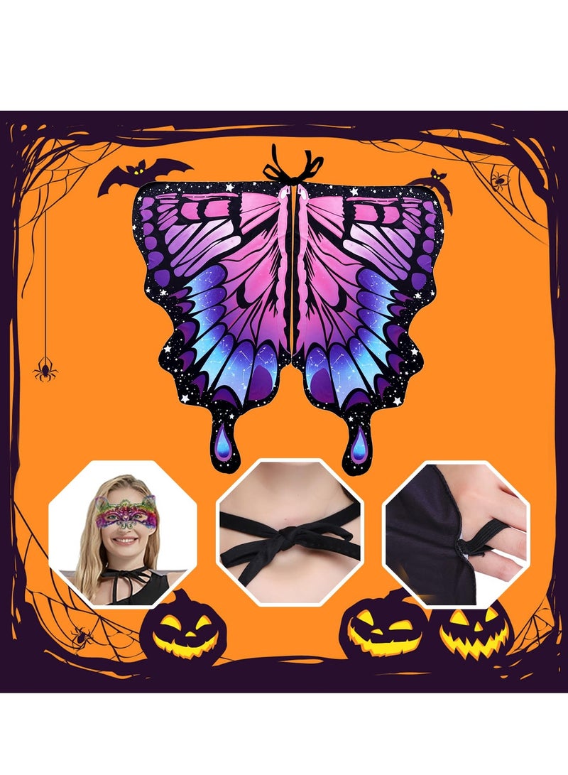 SYOSI أزياء البالغين لأجنحة الفراشات، عباءة أجنحة الجنيات، شال نسائي، ملحقات ملونة، نيمف، بيكسي، لتقمص الشخصيات - Image 2