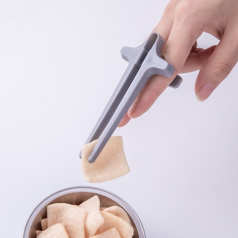 Innovative Finger Chopsticks, Non-Slip, Portable for Gaming and Snacks Grey 