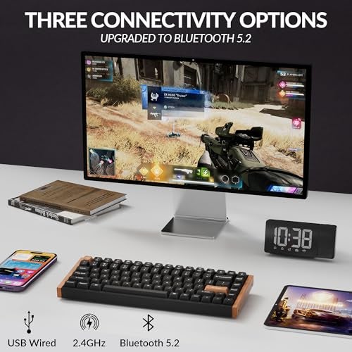 Keychron لوحة مفاتيح ميكانيكية مخصصة لاسلكية Keychron K2 HE مع مفتاح مغناطيسي مزدوج السكة من Gateron بتأثير هال، QMK 2.4 GHz بلوتوث 5.2 RGB متوافقة مع ماك ويندوز لينوكس (ألمنيوم + خشب) - Image 2