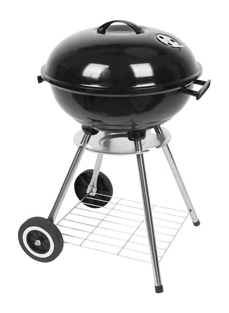 Charcoal Grill, 18 inch Stainless Steel BBQ Charcoal with Wheels and Storage Holder for Camping, Picnic, Barbecue, Party, Outdoor Activities - Image 1
