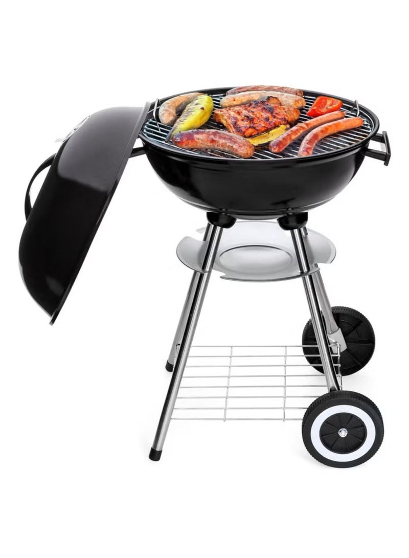 Charcoal Grill, 18 inch Stainless Steel BBQ Charcoal with Wheels and Storage Holder for Camping, Picnic, Barbecue, Party, Outdoor Activities - Image 2