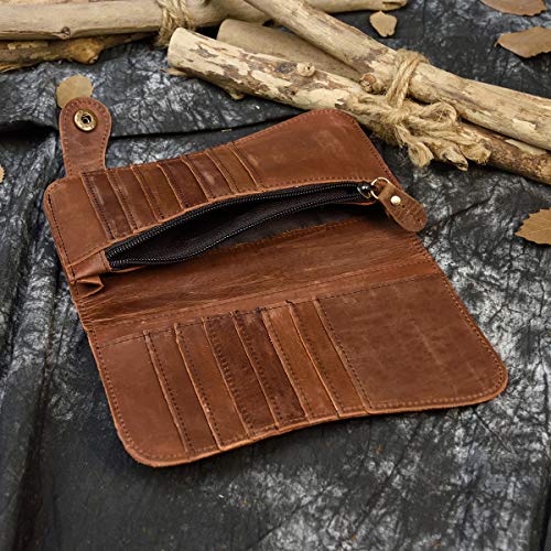 LUUFAN Men's Genuine Leather Long Wallet Chain Wallet Card holder Wallet with Coin Pocket (Tiger) - Image 4