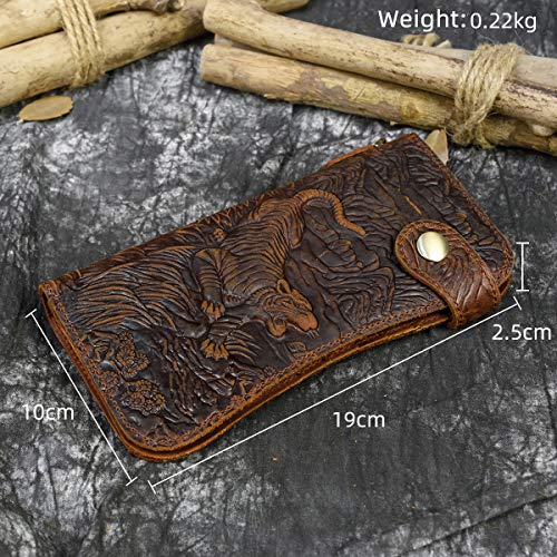 LUUFAN Men's Genuine Leather Long Wallet Chain Wallet Card holder Wallet with Coin Pocket (Tiger) - Image 2