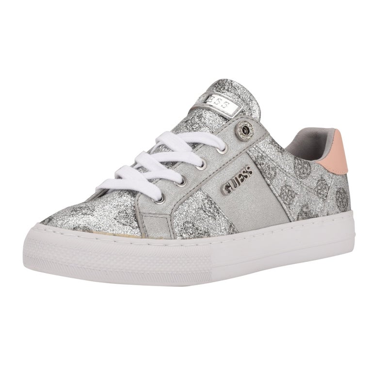 Guess Women's Loven Sneaker, Silver/Pink Glitter Logo 099, 9.5 - Image 2