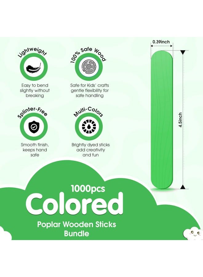 Perfect Stix Poplar Wooden Craft Sticks, Multi-Colored, 4.5 Inch Length, 1000 Pieces, Popsicle Sticks for Arts and Crafts - Image 2