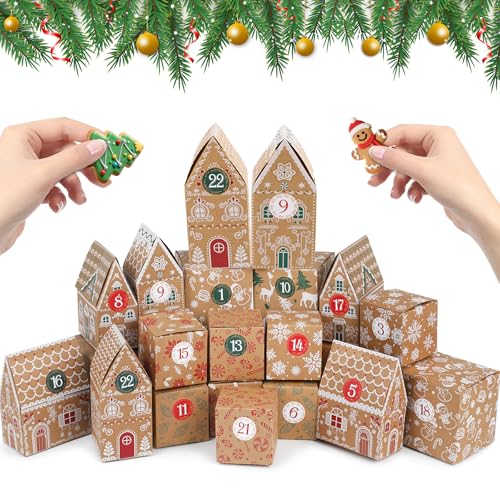 FOIMAS Christmas Advent Calendar Boxes 24 Days DIY Christmas Countdown Gift Boxes Cardboard Fillable Advent Calendar Box for Family Xmas Holiday Decor - Image 1