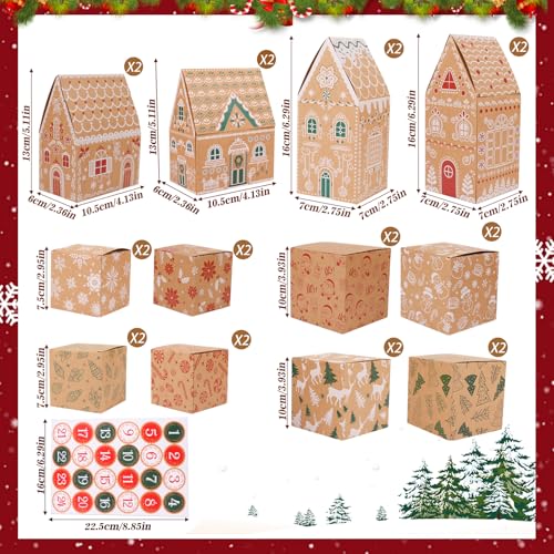 FOIMAS Christmas Advent Calendar Boxes 24 Days DIY Christmas Countdown Gift Boxes Cardboard Fillable Advent Calendar Box for Family Xmas Holiday Decor - Image 3