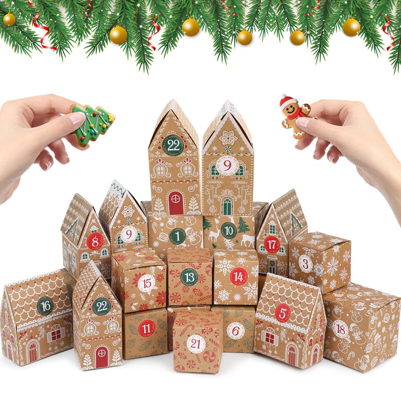FOIMAS Christmas Advent Calendar Boxes 24 Days DIY Christmas Countdown Gift Boxes Cardboard Fillable Advent Calendar Box for Family Xmas Holiday Decor - Image 2