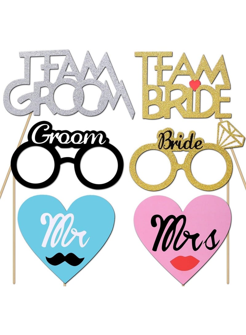52pcs Wedding Photo Booth Props, Bachelorette Party Photo Booth Prop Kit for Bridal Shower, Engagement and Valentines Party, Photobooth Props Wedding Party Supplies - Image 3