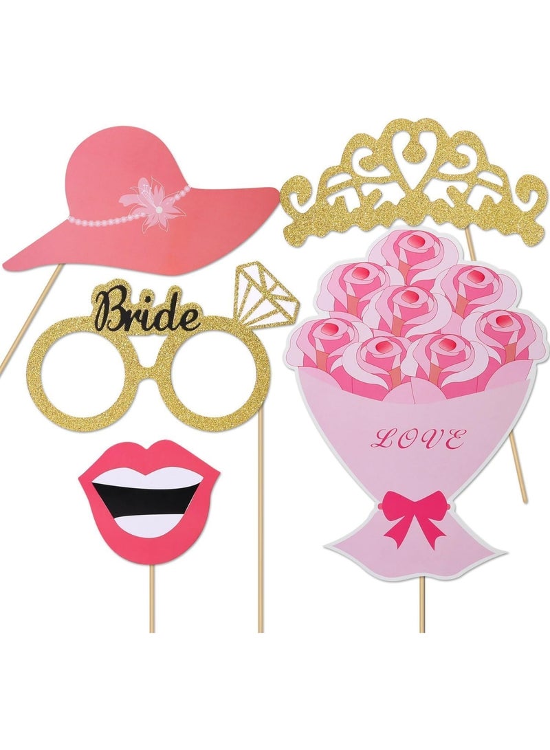 52pcs Wedding Photo Booth Props, Bachelorette Party Photo Booth Prop Kit for Bridal Shower, Engagement and Valentines Party, Photobooth Props Wedding Party Supplies - Image 4