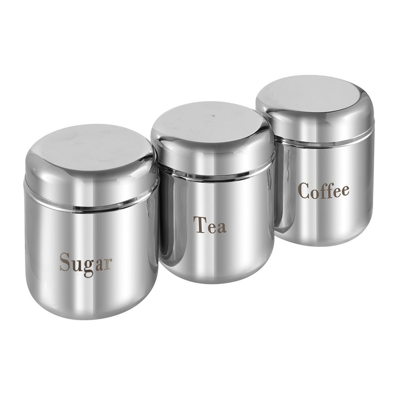 Kraft Stainless Steel Prime 3 Pcs Canister Container Set for Kitchen Storage (Sugar, Tea, Coffee) - Image 1