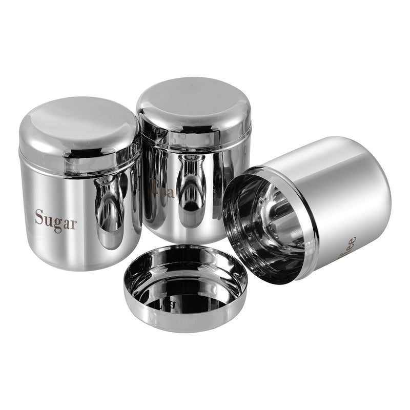 Kraft Stainless Steel Prime 3 Pcs Canister Container Set for Kitchen Storage (Sugar, Tea, Coffee) - Image 3