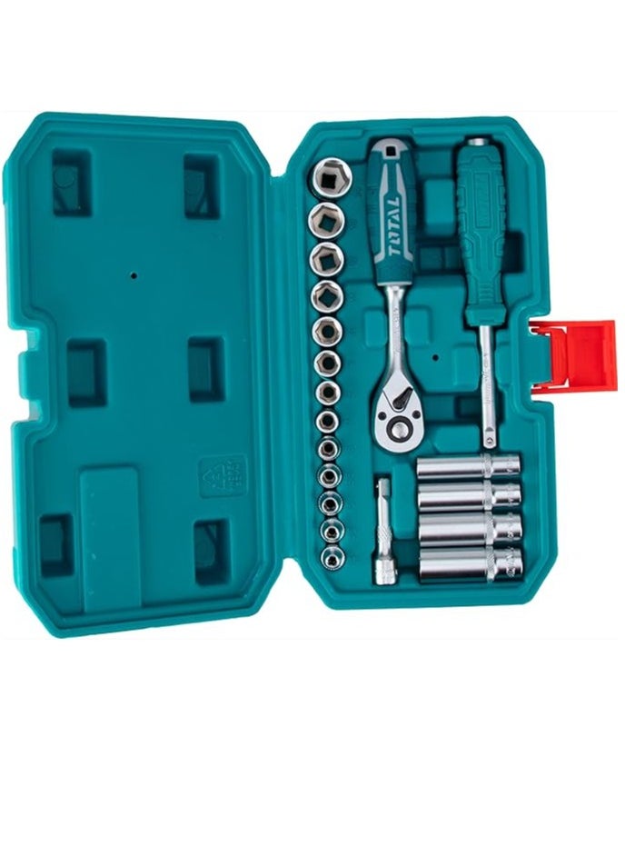 TOTAL Total 20 Pcs 1/4" Socket Set - Complete Tool Kit with Ratchet, Sockets, Extension & Screwdriver for Home & Garage Repairs  - Image 4
