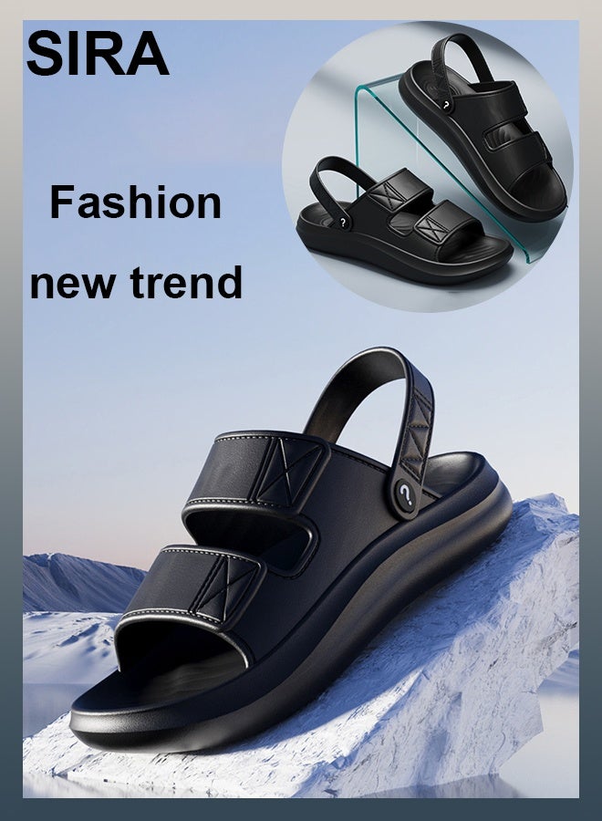 SIRA Men's 2-in-1 Breathable Sandals - Summer Waterproof Outdoor Slippers | Anti-Slip Thick Sole & Lightweight | Convertible Design for Beach, Travel, Home | Slip-On Comfort（Black） - Image 1