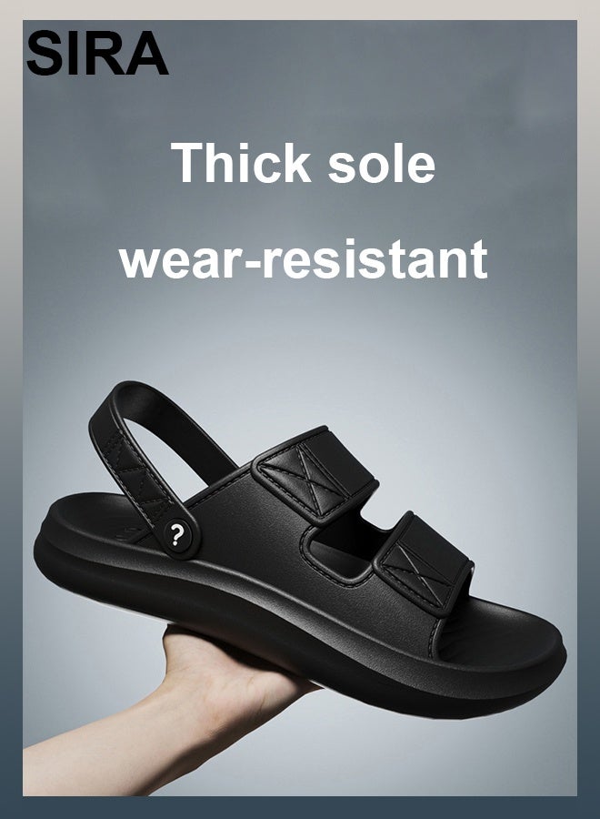 SIRA Men's 2-in-1 Breathable Sandals - Summer Waterproof Outdoor Slippers | Anti-Slip Thick Sole & Lightweight | Convertible Design for Beach, Travel, Home | Slip-On Comfort（Black） - Image 2