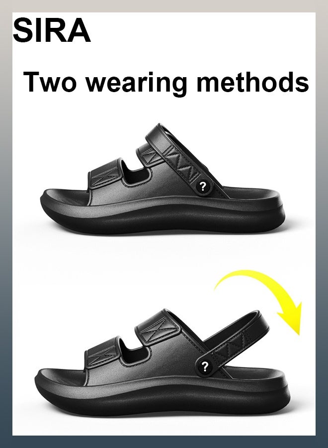 SIRA Men's 2-in-1 Breathable Sandals - Summer Waterproof Outdoor Slippers | Anti-Slip Thick Sole & Lightweight | Convertible Design for Beach, Travel, Home | Slip-On Comfort（Black） - Image 3
