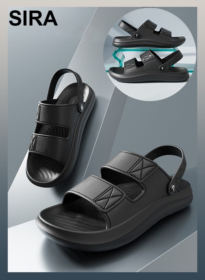 SIRA Men's 2-in-1 Breathable Sandals - Summer Waterproof Outdoor Slippers | Anti-Slip Thick Sole & Lightweight | Convertible Design for Beach, Travel, Home | Slip-On Comfort（Black） - Image 5