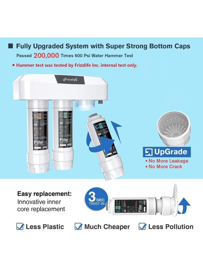 Generic - FRIZZLIFEUnder Sink Water Filter System with Brushed Nickel Faucet SP99-NEW NSF 4253 Certified 3-Stage 0.5 Micron Removes Lead Chlorine Chloramine Fluoride Odor- Quick Change - Image 1