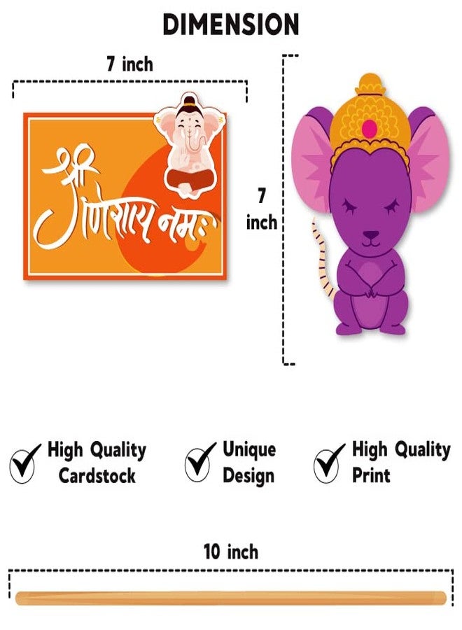 Festiko® Ganesh Chaturthi 24 Pcs Photobooth Props, Hanging Decoration Supplies, Ganesh Chaturthi Celebration Decoration Supplies - Image 3