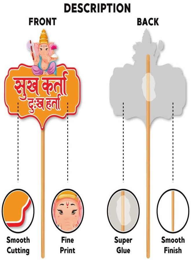Festiko® Ganesh Chaturthi 24 Pcs Photobooth Props, Hanging Decoration Supplies, Ganesh Chaturthi Celebration Decoration Supplies - Image 4