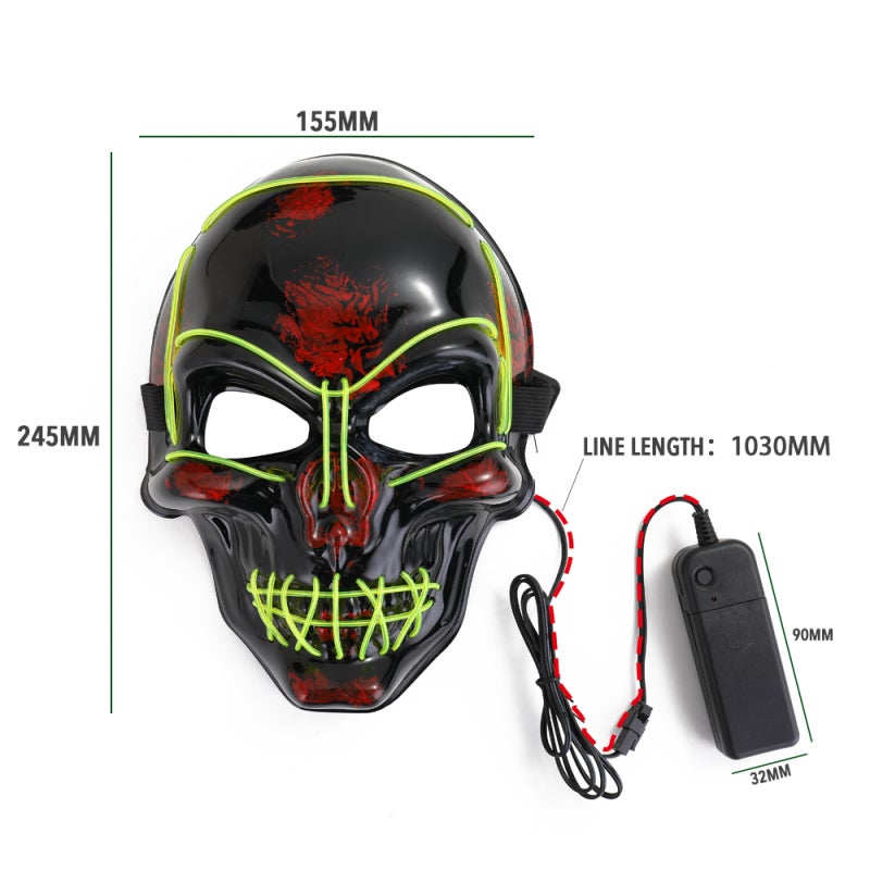LED Mask: White Electroluminescent Cold Light Source - Eye-Friendly Low Power Cosplay Accessory for Halloween Celebration Costume Party - Image 3