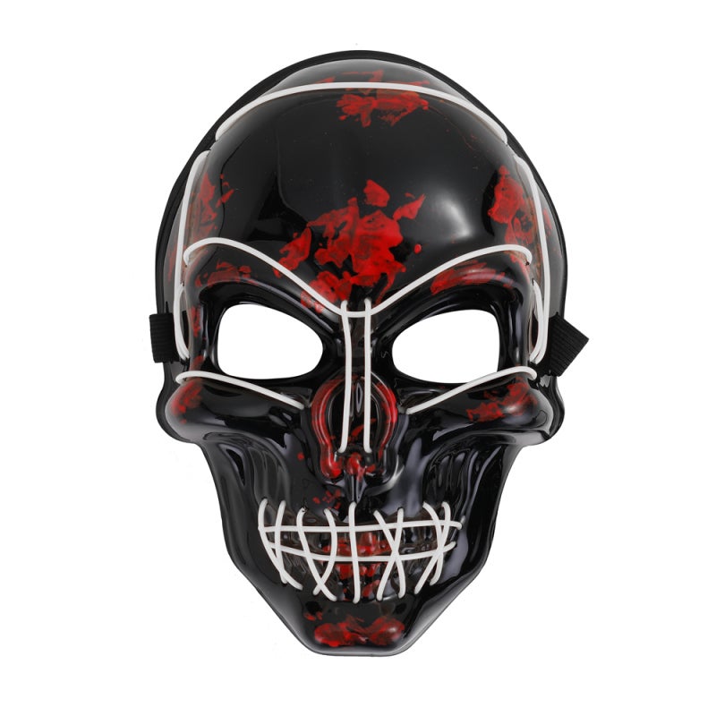 LED Mask: White Electroluminescent Cold Light Source - Eye-Friendly Low Power Cosplay Accessory for Halloween Celebration Costume Party - Image 1