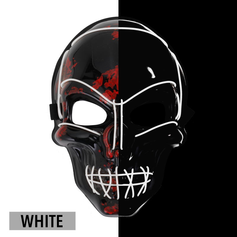 LED Mask: White Electroluminescent Cold Light Source - Eye-Friendly Low Power Cosplay Accessory for Halloween Celebration Costume Party - Image 2