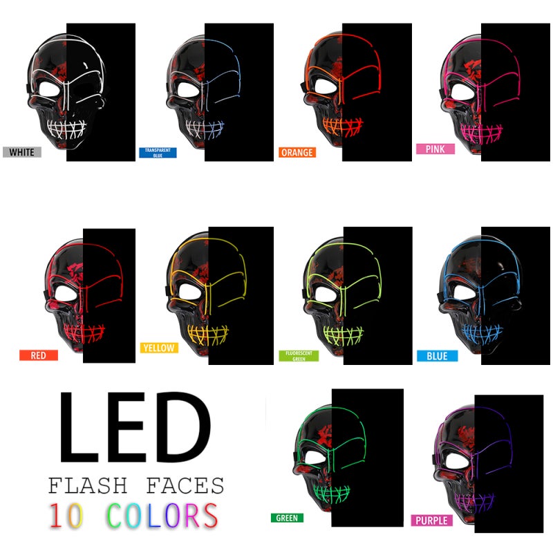 LED Mask: White Electroluminescent Cold Light Source - Eye-Friendly Low Power Cosplay Accessory for Halloween Celebration Costume Party - Image 4