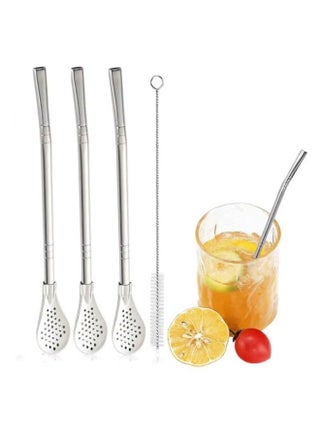 3 Pieces Stainless Steel Reusable Straw with attached Filter Spoon and Cleaning Brush Set - pzsku/Z443F43CD3D3100F6954FZ/45/_/1723552428/ab32ae08-315f-4f9f-bc2f-d50a85715940